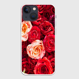 Чехол для iPhone 13 mini с принтом Букет роз в Новосибирске,  |  | Тематика изображения на принте: большие | букет | девушкам | красивые | пышные | розы | цветы | яркие