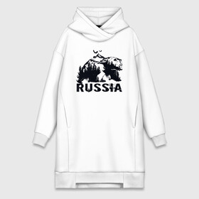 Платье-худи хлопок с принтом Russian bear в Новосибирске,  |  | bear | russia | горы | медведь | патриот | россия | русский