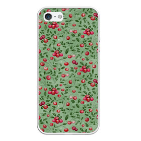 Чехол для iPhone 5/5S матовый с принтом Клюква на болоте в Новосибирске, Силикон | Область печати: задняя сторона чехла, без боковых панелей | бесшовный паттерн | болото | ботанический | в подарок | для детей | клюква | красный с зеленым | лес | осень | природа | цветной | ягоды | яркий