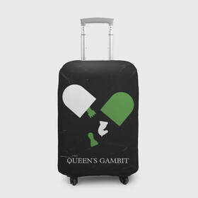 Чехол для чемодана 3D с принтом Qweens gambit в Новосибирске, 86% полиэфир, 14% спандекс | двустороннее нанесение принта, прорези для ручек и колес | chess | serial | the queens gambit | аня тейлор джой | сериал | сериалы | ход королевы | шахматы | элизабет хармон