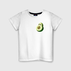Детская футболка хлопок с принтом Няшный авокадо в Новосибирске, 100% хлопок | круглый вырез горловины, полуприлегающий силуэт, длина до линии бедер | avocado | cartoon | cute | fruits | kawaii | авокадо | каваи | мило | фрукты