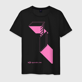 Мужская футболка хлопок с принтом architecton_one_pink в Новосибирске, 100% хлопок | прямой крой, круглый вырез горловины, длина до линии бедер, слегка спущенное плечо. | архитектон | архитектура | геометрия | конструкция | тени