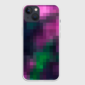 Чехол для iPhone 13 с принтом Разноцветный геометрический уз в Новосибирске,  |  | абстрактный | геометрический | зеленый | квадраты | клетка | клетчатый узор | молодежный | сиреневый | фиолетовый