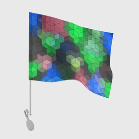 Флаг для автомобиля с принтом Разноцветный геометрический уз в Новосибирске, 100% полиэстер | Размер: 30*21 см | абстрактный | зеленый | молодежный | разноцветный узор | ромбы | синий | текстура