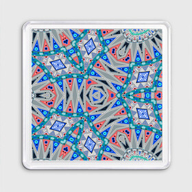 Магнит 55*55 с принтом Серо-синий абстрактный узор  в Новосибирске, Пластик | Размер: 65*65 мм; Размер печати: 55*55 мм | абстрактный | асимметричный | креативный | молодежный | серый | синий | современный