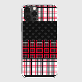 Чехол для iPhone 12 Pro с принтом Комбинированный красно-серый  в Новосибирске, силикон | область печати: задняя сторона чехла, без боковых панелей | клетка | комбинированный | красный и черный | креативный | плед | полосы | узор в клетку | шотландка