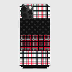 Чехол для iPhone 12 Pro Max с принтом Комбинированный красно-серый  в Новосибирске, Силикон |  | клетка | комбинированный | красный и черный | креативный | плед | полосы | узор в клетку | шотландка