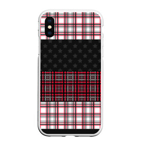 Чехол для iPhone XS Max матовый с принтом Комбинированный красно-серый  в Новосибирске, Силикон | Область печати: задняя сторона чехла, без боковых панелей | клетка | комбинированный | красный и черный | креативный | плед | полосы | узор в клетку | шотландка