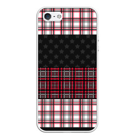 Чехол для iPhone 5/5S матовый с принтом Комбинированный красно-серый  в Новосибирске, Силикон | Область печати: задняя сторона чехла, без боковых панелей | клетка | комбинированный | красный и черный | креативный | плед | полосы | узор в клетку | шотландка