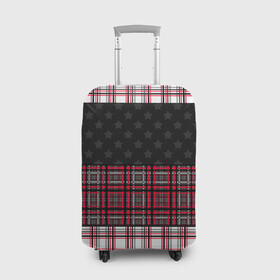 Чехол для чемодана 3D с принтом Комбинированный красно-серый  в Новосибирске, 86% полиэфир, 14% спандекс | двустороннее нанесение принта, прорези для ручек и колес | клетка | комбинированный | красный и черный | креативный | плед | полосы | узор в клетку | шотландка