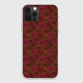 Чехол для iPhone 12 Pro с принтом Цветочный коричневый ретро в Новосибирске, силикон | область печати: задняя сторона чехла, без боковых панелей | абстрактный | в горошек | коричневый | модный | ретро | цветочный узор | цветы