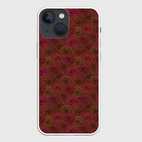 Чехол для iPhone 13 mini с принтом Цветочный коричневый ретро в Новосибирске,  |  | абстрактный | в горошек | коричневый | модный | ретро | цветочный узор | цветы