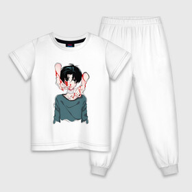 Детская пижама хлопок с принтом Yoon Bum в Новосибирске, 100% хлопок |  брюки и футболка прямого кроя, без карманов, на брюках мягкая резинка на поясе и по низу штанин
 | Тематика изображения на принте: anime | killing stalking | manhwa | oh sangwoo | аниме | манга | манхва