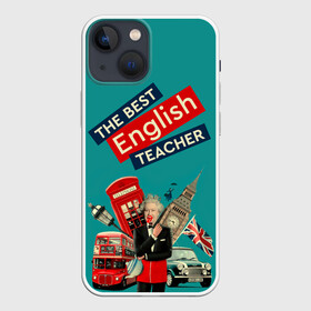 Чехол для iPhone 13 mini с принтом Лучший учитель английского языка в Новосибирске,  |  | english | англ | английский язык | день учителя | инглиш | классный | колледж | наставник | образование | педагог | преподаватель | руководитель | училище | учитель | школа | язык