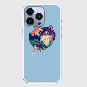 Чехол для iPhone 13 Pro с принтом Волк единорог в Новосибирске,  |  | unicorn | бабочка | волки | деревья | детская | единорог | лес | радуга