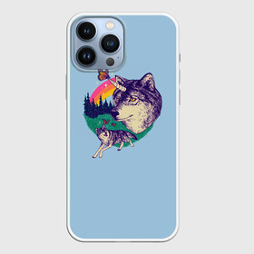 Чехол для iPhone 13 Pro Max с принтом Волк единорог в Новосибирске,  |  | unicorn | бабочка | волки | деревья | детская | единорог | лес | радуга