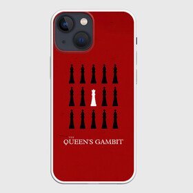 Чехол для iPhone 13 mini с принтом Белая королева в Новосибирске,  |  | Тематика изображения на принте: chess | serial | the queens gambit | аня тейлор джой | сериал | сериалы | ход королевы | шахматы | элизабет хармон