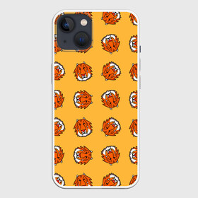 Чехол для iPhone 13 с принтом Тигры паттерн в Новосибирске,  |  | дикие животные | желтый | иллюстрация | крупные кошки | крупный рисунок | паттерн | песочный цвет | рисунок | рыжий | сафари | тигры