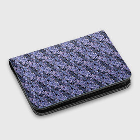 Картхолдер с принтом с принтом Сине-фиолетовый цветочный узор в Новосибирске, натуральная матовая кожа | размер 7,3 х 10 см; кардхолдер имеет 4 кармана для карт; | однотонный | ретро | синие цветы | темный узор | цветочный узор | цветы