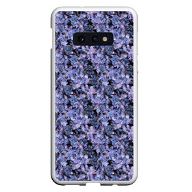 Чехол для Samsung S10E с принтом Сине-фиолетовый цветочный узор в Новосибирске, Силикон | Область печати: задняя сторона чехла, без боковых панелей | однотонный | ретро | синие цветы | темный узор | цветочный узор | цветы