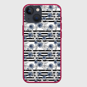 Чехол для iPhone 13 mini с принтом Акварельный полосатый узор в Новосибирске,  |  | акварель | акварельные цветы | детский | женский | малышам | модный | цветочный узор | цветы | черный и белый