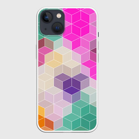 Чехол для iPhone 13 с принтом Абстрактный разноцветный узор в Новосибирске,  |  | абстрактный | бирюзовый | бордовый | геометрические фигуры | модный | розовый | ромбы | современный