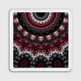 Магнит 55*55 с принтом Красно-черный мозаичный узор  в Новосибирске, Пластик | Размер: 65*65 мм; Размер печати: 55*55 мм | абстрактный | восточный орнамент | калейдоскоп | красный и черный | креативный | модный | мозаика | орнамент | популярный | современный