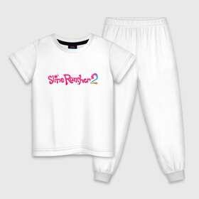 Детская пижама хлопок с принтом Slime Rancher 2  в Новосибирске, 100% хлопок |  брюки и футболка прямого кроя, без карманов, на брюках мягкая резинка на поясе и по низу штанин
 | gamer | games | monomi park | slime | иллюстрация | лого