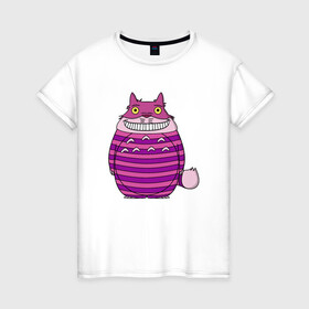 Женская футболка хлопок с принтом Totoro Cat в Новосибирске, 100% хлопок | прямой крой, круглый вырез горловины, длина до линии бедер, слегка спущенное плечо | cat | ghibli | japan | nature | neigbor | neighbour | totoro | анимация | аниме | гибли | друг | животные | кот | кошка | лес | милый | мир | миядзаки | мой сосед тоторо | мульт | мультфильм | природа | сосед | тоторо | хаяо