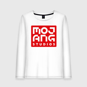 Женский лонгслив хлопок с принтом Mojang Studios в Новосибирске, 100% хлопок |  | gamers | games | microsoft | minecraft | mojang | xbox | иллюстрация | логотип