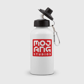 Бутылка спортивная с принтом Mojang Studios в Новосибирске, металл | емкость — 500 мл, в комплекте две пластиковые крышки и карабин для крепления | gamers | games | microsoft | minecraft | mojang | xbox | иллюстрация | логотип