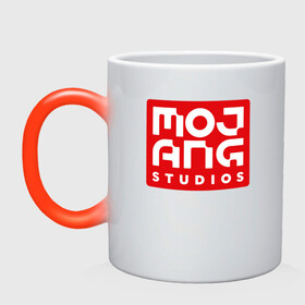 Кружка хамелеон с принтом Mojang Studios в Новосибирске, керамика | меняет цвет при нагревании, емкость 330 мл | gamers | games | microsoft | minecraft | mojang | xbox | иллюстрация | логотип