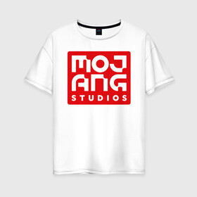 Женская футболка хлопок Oversize с принтом Mojang Studios в Новосибирске, 100% хлопок | свободный крой, круглый ворот, спущенный рукав, длина до линии бедер
 | gamers | games | microsoft | minecraft | mojang | xbox | иллюстрация | логотип