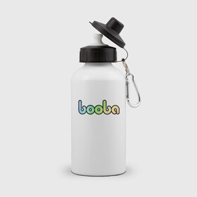 Бутылка спортивная с принтом BOOBA LOGO | БУБА ЛОГО (Z) в Новосибирске, металл | емкость — 500 мл, в комплекте две пластиковые крышки и карабин для крепления | baby | booba | buba | gnom | logo | буба | гном | гномик | детям | для ребенка | лого | логотип | мультик | ребенку