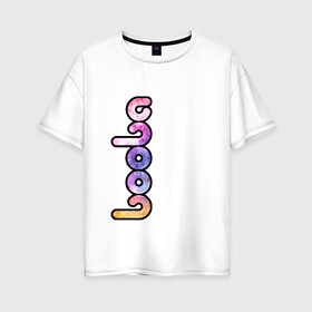 Женская футболка хлопок Oversize с принтом BOOBA LOGO | БУБА ЛОГО (Z) в Новосибирске, 100% хлопок | свободный крой, круглый ворот, спущенный рукав, длина до линии бедер
 | baby | booba | buba | gnom | logo | буба | гном | гномик | детям | для ребенка | лого | логотип | мультик | ребенку