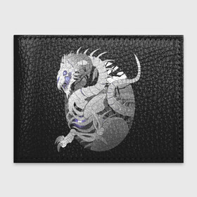 Обложка для студенческого билета с принтом Костяной дракон в Новосибирске, натуральная кожа | Размер: 11*8 см; Печать на всей внешней стороне | арт | ветка | ветки | дерево | дракон | зубы | клык | клыки | кости | кость | луна | монстр | ночь | пасть | призрак | рисунок | рога | сияние | хищник | язык
