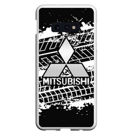 Чехол для Samsung S10E с принтом MITSUBISHI СЛЕДЫ ШИН в Новосибирске, Силикон | Область печати: задняя сторона чехла, без боковых панелей | Тематика изображения на принте: mitsubishi | авто | автомобиль | лого | логотип | митсубиси | митсубиши | текстура