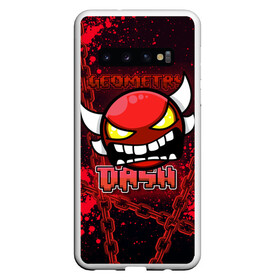 Чехол для Samsung Galaxy S10 с принтом Geometry Dash (Red) в Новосибирске, Силикон | Область печати: задняя сторона чехла, без боковых панелей | Тематика изображения на принте: dash | geometry | geometry dash | геометри десш | квадрат | мобильная игра | шеометри даш