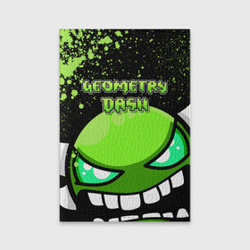 Обложка для паспорта матовая кожа с принтом Geometry Dash (Green) в Новосибирске, натуральная матовая кожа | размер 19,3 х 13,7 см; прозрачные пластиковые крепления | Тематика изображения на принте: dash | geometry | geometry dash | геометри десш | квадрат | мобильная игра | шеометри даш