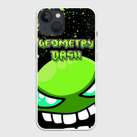 Чехол для iPhone 13 с принтом Geometry Dash (Green) в Новосибирске,  |  | dash | geometry | geometry dash | геометри десш | квадрат | мобильная игра | шеометри даш