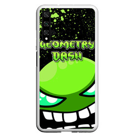 Чехол для Honor 20 с принтом Geometry Dash (Green) в Новосибирске, Силикон | Область печати: задняя сторона чехла, без боковых панелей | dash | geometry | geometry dash | геометри десш | квадрат | мобильная игра | шеометри даш