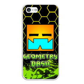 Чехол для iPhone 5/5S матовый с принтом Geometry Dash (Классика) в Новосибирске, Силикон | Область печати: задняя сторона чехла, без боковых панелей | dash | geometry | geometry dash | геометри десш | квадрат | мобильная игра | шеометри даш