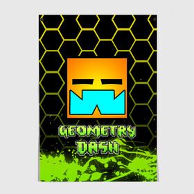 Постер с принтом Geometry Dash (Классика) в Новосибирске, 100% бумага
 | бумага, плотность 150 мг. Матовая, но за счет высокого коэффициента гладкости имеет небольшой блеск и дает на свету блики, но в отличии от глянцевой бумаги не покрыта лаком | dash | geometry | geometry dash | геометри десш | квадрат | мобильная игра | шеометри даш
