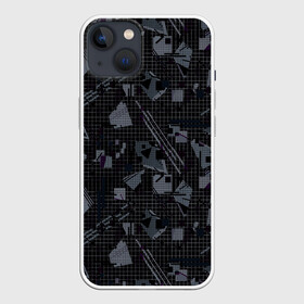 Чехол для iPhone 13 с принтом Темный серый узор мемфис в Новосибирске,  |  | абстрактный | геометрический | детский | клетка | клетчатый узор | линии | мемфис | популярный | современный | темно черный | школьный