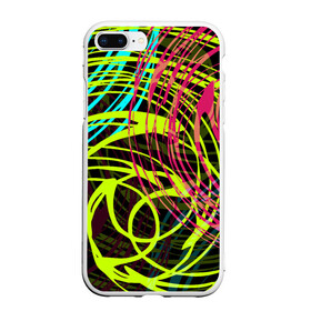 Чехол для iPhone 7Plus/8 Plus матовый с принтом Разноцветные спирали  в Новосибирске, Силикон | Область печати: задняя сторона чехла, без боковых панелей | абстрактный | желтый | круги | модный | молодежный | разводы | разноцветная абстракция | розовый | современный | спирали | черный