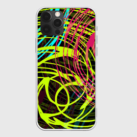Чехол для iPhone 12 Pro Max с принтом Разноцветные спирали  в Новосибирске, Силикон |  | абстрактный | желтый | круги | модный | молодежный | разводы | разноцветная абстракция | розовый | современный | спирали | черный