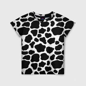 Детская футболка 3D с принтом Пятна Далматинца  в Новосибирске, 100% гипоаллергенный полиэфир | прямой крой, круглый вырез горловины, длина до линии бедер, чуть спущенное плечо, ткань немного тянется | 101 далматинец | dalmations | далматин | мраморный окрас | черно белые пятна | черное на белом