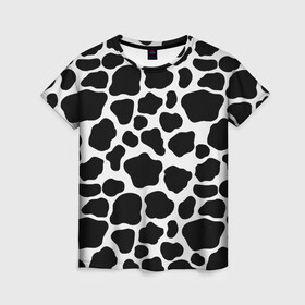 Женская футболка 3D с принтом Пятна Далматинца  в Новосибирске, 100% полиэфир ( синтетическое хлопкоподобное полотно) | прямой крой, круглый вырез горловины, длина до линии бедер | Тематика изображения на принте: 101 далматинец | dalmations | далматин | мраморный окрас | черно белые пятна | черное на белом