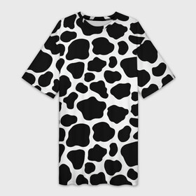 Платье-футболка 3D с принтом Пятна Далматинца в Новосибирске,  |  | 101 далматинец | dalmations | далматин | мраморный окрас | черно белые пятна | черное на белом
