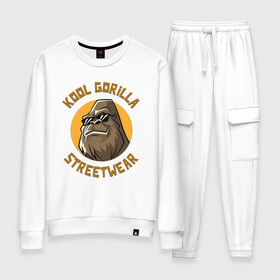 Женский костюм хлопок с принтом Koll Gorilla Streetwear в Новосибирске, 100% хлопок | на свитшоте круглая горловина, мягкая резинка по низу. Брюки заужены к низу, на них два вида карманов: два 